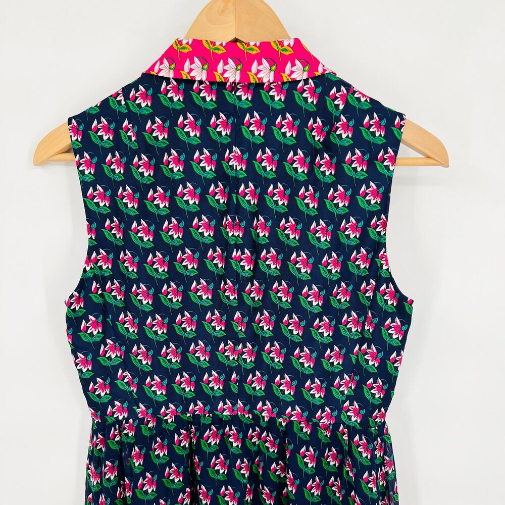 Diane Von Furstenberg Silk Sleeveless Pink Blue Colorful Floral Dress Women's 2 - Picture 5 of 7